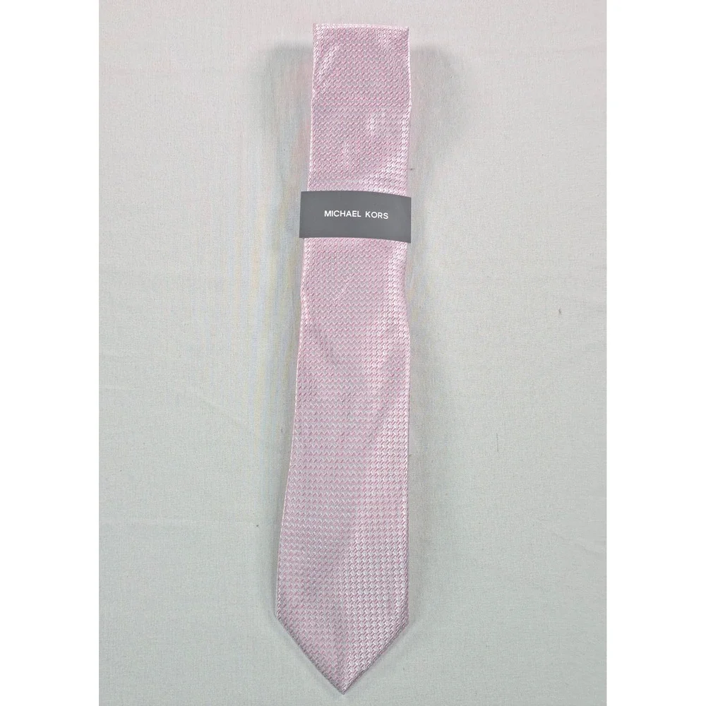Michael Kors Mens Tie One Size Pink Exeter Mini Pattern Silk Blend Necktie NWT